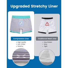 maamgic 5inch Mens Swimming Trunks with Compression Liner 2-in-1 Swim Trunks Stretch Quick Dry Swim Shorts Zipper Pockets Peacock Blue and Light Gray X-Large