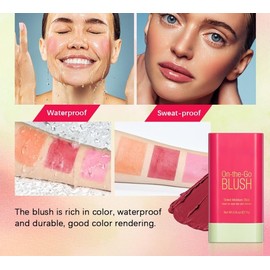 PICKX On-the-Go Makeup Blush Stick Tinted Moisture Stick, Shadow Lips Cheek Blusher Creamy Makeup Long Lasting Natural Nude Makeup for All Skin (red)