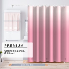 TIKABC Gradient Pink Shower Curtain Liner, 4G PEVA Shower Liner, Plastic Waterproof Shower Curtains, 72x72 inch with Grommet Holes 3 Magnetic Weights