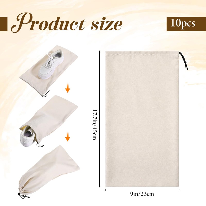 10 PCS Single Shoe Bag for Travel, Suede Shoe Bags