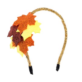 Glitter Maple Headband Fall Harvest Hair Hoop Fall Leaf Headbands Gold Yellow Sequins Hair Accessories for Women Girls Festive Cosplay Costume Autumn Party Supplies (maple style2, 1 count (Pack of 1))