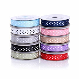 SHTGOI 1 Roll 5 Yards Satin Ribbon with Dots Gift Ribbons 1 cm Wide Ribbon Silk Fabric Ribbon Grosgrain Ribbon Decorative Ribbon for Wedding Birthday Valentine's Day Flowers DIY Party Decoration Red