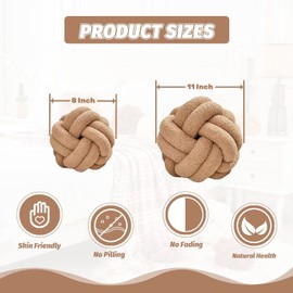 Uvvyui Knot Pillow Ball, Soft Khaki Home Decor Knotted Pillows, Handmade Round Plush Throw Pillow, Aesthetic & Cute Large Decorative Pillows for Bed, Floor, Couch, Bedroom Home Decor 8 inches