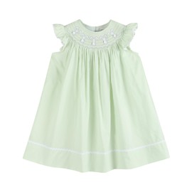 Lil cactus Light Green Bunny Smocked Bishop Dress, 6 Years