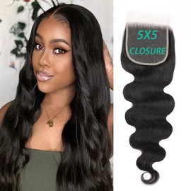 FEHOKA 5x5 HD Lace Closure Human Hair 8 Inch Body Wave 12A Brazilian Natural Black 100% Human Hair Pre Plucked With Baby Hair