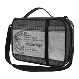 Vanideaoty Lion Blble Covers Large Size, Christian Large Bible Cases for Man with Handle and Shoulder Strap, Bible Holder