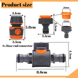 6Pack Quick Release Double Male Hose Connectors Shut Off Valve,4Pcs End Quick Connectors for Hose Pipe Fitting 1/2" Plastic Tap Connector, 2 in 1 Faucet Adapter,Double Garden Regulator Valve