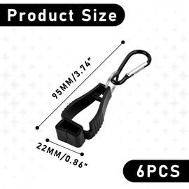 Pack of 6 Gloves Holder, Glove Clips Holder, Work Glove Grabber Clip, Safety Work Clips, Glove Holder Belt, Multifunctional Portable Glove Clips, for Helmets, Gloves (Black)