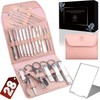AKTE Manicure Pedicure Set 28 piece Nail Clipper Set PINK w/Aluminum Portable Mi