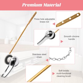 Solaradgy Toilet Handle Replacement Kit, Front Mount Toilet Flush Handle Adjustable Brass Trip Toilet Lever Replacement with Stainless Steel Flapper Chain and Cleaning Brush
