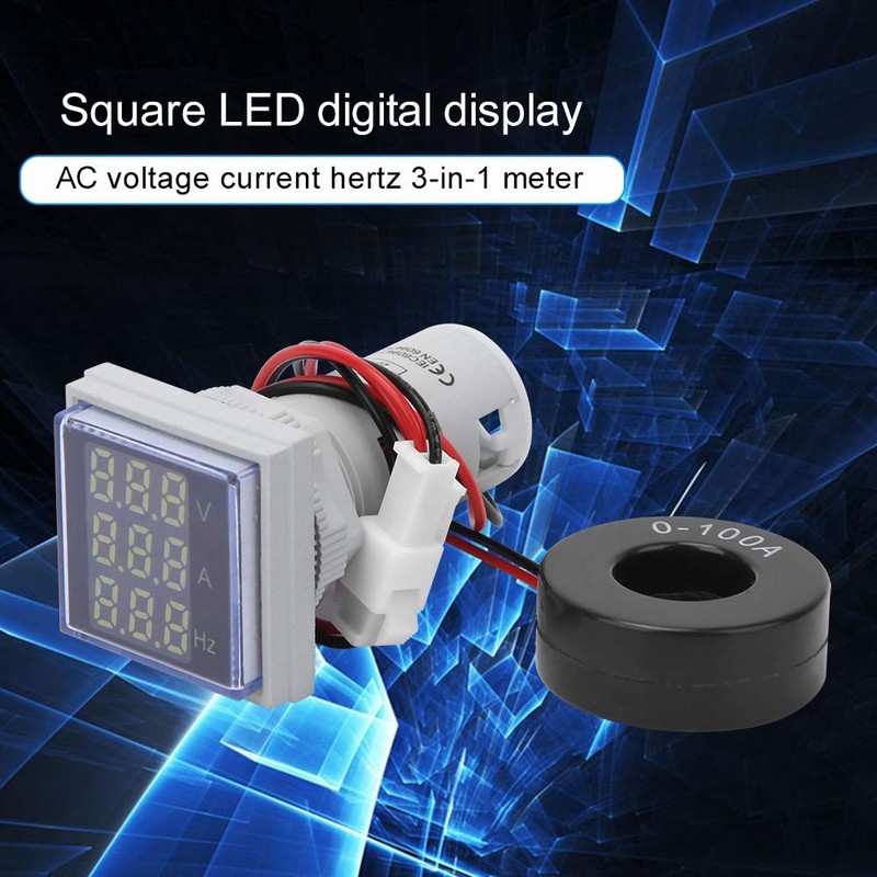 HURRISE 3-in-1 Digital Multimeter AC 60-500V 0-100A Voltage Current Frequency