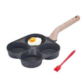 JUSTUP 4-Cup Egg Pan Nonstick,Granite Egg Frying Pan with Heat-Resistant & Cook-Safe Handle,Versatile Breakfast Skillet for Breakfast,Omelet Pan Suitable For Gas Stove & Induction Cooker (Black)