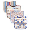 Luvable Friends Water Resistant Bibs with Crumb Catcher Pocket, Blue,