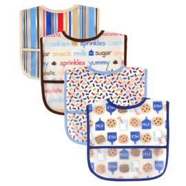 Luvable Friends Water Resistant Bibs with Crumb Catcher Pocket, Blue, 4-Count by Luvable Friends