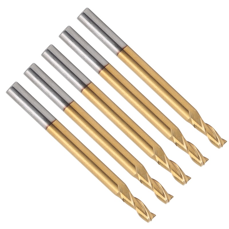 5Pcs 3‑Flute Flat End Milling Cutter Ti Plating Router Bits