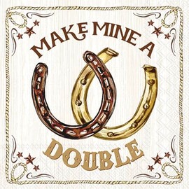 IHR Ideal Home Range Cocktail Napkins Disposable 3-Ply Paper Party Napkin Pack, 5" x 5", Western Horseshoes, 20-Count