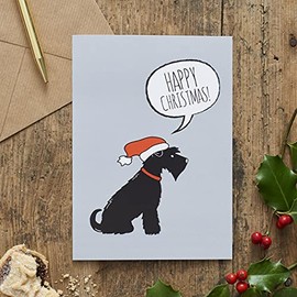 Pack of 6 Black Schnauzer Christmas Cards