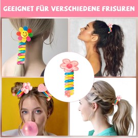 Colourful Telephone Cable Hair Bands, 5 Pieces, Elastic Spiral Hair Bobbles, Colourful Hair Bands, Phone Wire, Hair Bands, Hair Bands, Made of Braided Telephone Wire for Women and Children