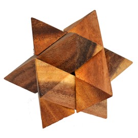 Star Puzzle Medium, Interlock 3D Puzzle with 6 Wooden Pieces, Star Puzzle, Star Wooden Puzzle, IQ Puzzle, IQ Test, Trick, Puzzle Game, Brain Teaser, Puzzle Task