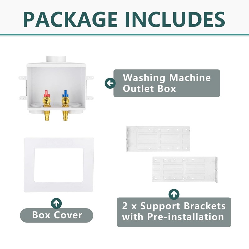 Washing Machine Outlet Box, Niikappu 1/2 Inch Pex Crimp Inlet