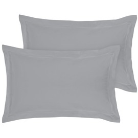 ROYALE LINENS Pillow Shams 2 Pack King Size 20x36 Inch - Brushed 1800 Microfiber - Bed Pillow Shams, Wrinkle Resistant Super Soft and Cozy - Back Overlap Closure - Oxford Pillowcase (King, Silver)