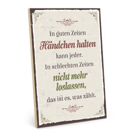 TypeStoff Wooden Sign with Saying - Hold Hands - Vintage Look with Quote as Gift and Decoration - HS-00665