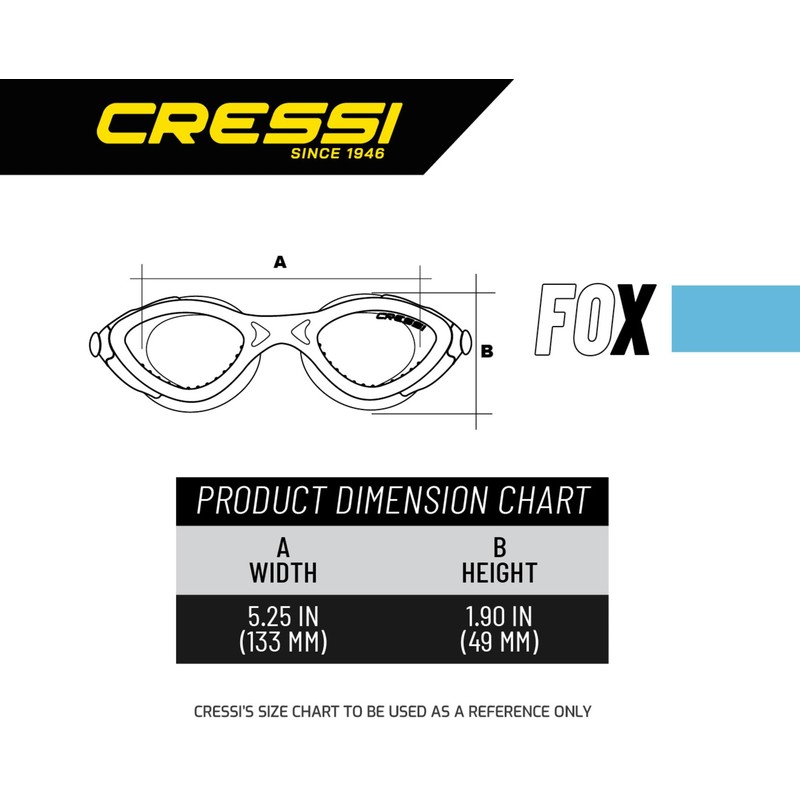 Cressie DE202150 Unisex Swimming Goggles, Flat Lens, UV Protection, Scratch-Resistant,
