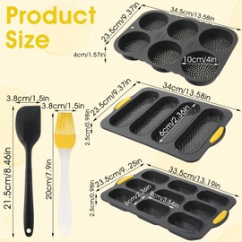 5 Pcs Silicone Hamburger Bread Mold Set, 4/6/9 Cavity Hamburger Bun Pans for Baking with Spatula Brush, Nonstick & Heat Resistant Burger Bun Mold