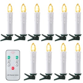 Luz de vela LED,Juego de 10 velas, juego de velas con clip, Juego de velas con mando a distancia, juego de velas para decoración del árbol de Navidad