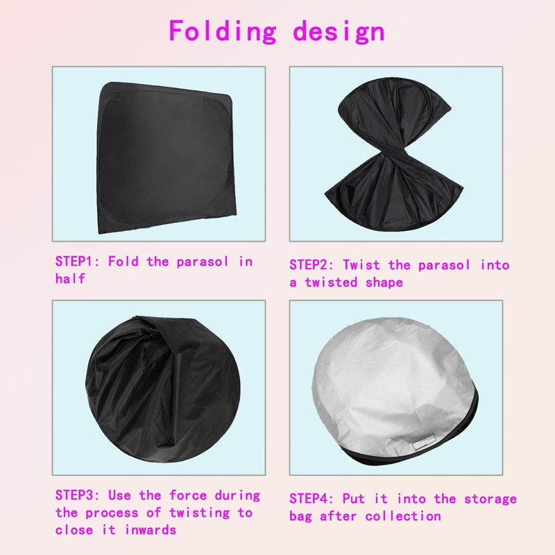 Automotive Windshield Sun Shade with Storage Bag - Keep Car