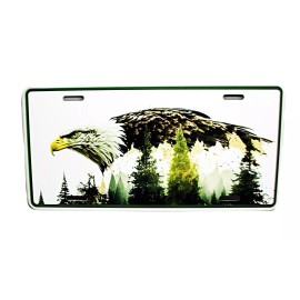 DIGIART INTERNATIONAL AMERICAN BALD EAGLE NATURE THEME METAL CAR NOVELTY LICENSE PLATE AUTO TAG.
