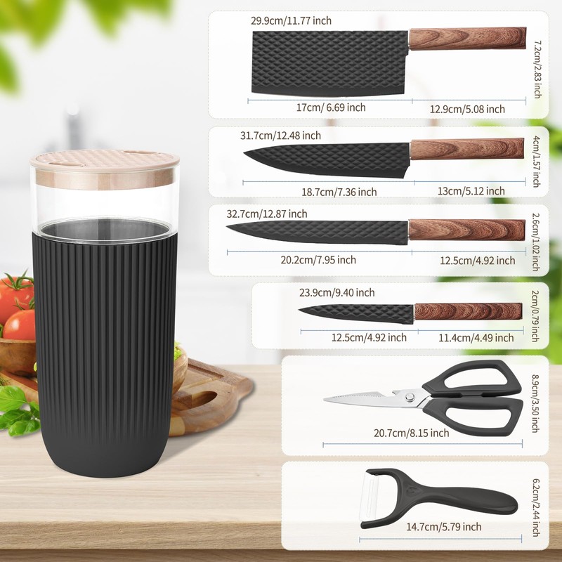 TOPLUCKY Knife Set, 7-Piece Kitchen Knife Set with Sharp Chef