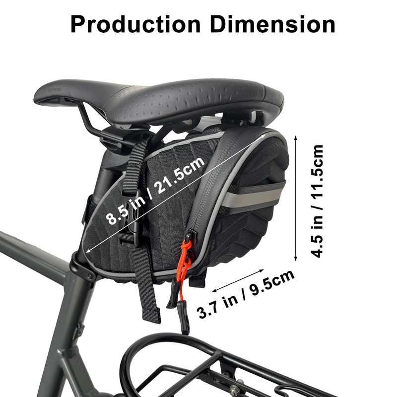 Danuosie Bike Seat Bag, Bicycle Saddle Bag, 3D Shell Under