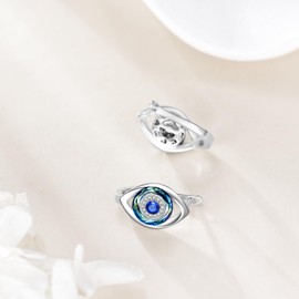 POPLYKE Übel Auge Ohrringe Sterling Silber Blaue Auge Ring Ohrringe mit blauen Kristall Glück Amulett Schutz Übel Auge Schmuck für Damen