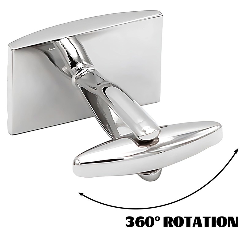 Men's Silver Cufflinks - Rectangle Cufflinks for Wedding, Business &