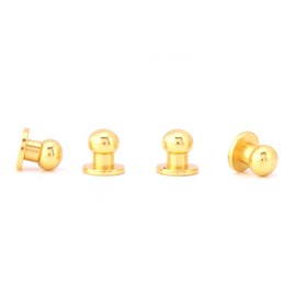 Button Rivets Screw Rivets, 20 Pieces Round Head Copper Rivets Brass Buttons Solid Rivets Small Bolts Screws Screw Cap Rivets for Belt DIY Leather Accessories