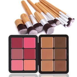 EnMart Face Palette Make-Up Sets, Kosmetische Mischpalette, 6 Farben Concealer Palette + 6 Farben Blush Palette, 11 Make-Up Pinsel, Langanhaltende und Leicht zu Verblendende Formel, für Alle Haut