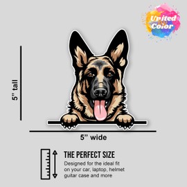 United by Color German Shepherd Sticker 5x5 Inches - Strong Adhesive Waterproof German Shepherd Accessories - Does not Fade, Used for Car, Laptop, Truck, Water Bottle, Helmet, RV (Brown)