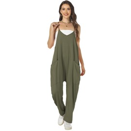 ROYLAMP Vacation Cruise Outfits Spring Summer Trendy Clothes Beach Casual 2024 Womens Jumpsuits Rompers Resort Wear Overalls Jumpers Army Green XXL