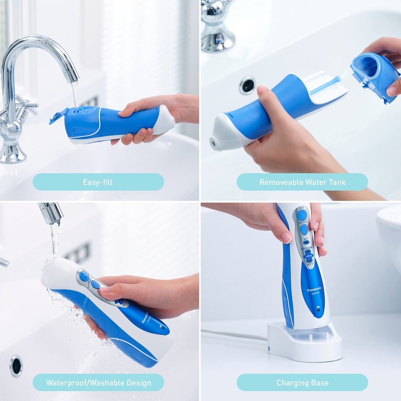 Panasonic Professional Water Flosser for Braces, 2-in-1 Cordless, Portable Oral