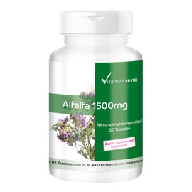 Alfalfa 1500mg - Bulk Pack with 360 Tablets, for 4 Months - Vegan, 4-Way Concentrated Extract
