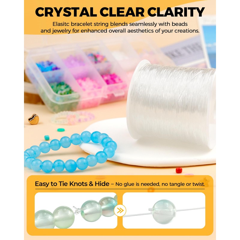 1 Rolls FIVEIZERO Elastic Bracelets String Cord,0.8 Round Crystal Elastic