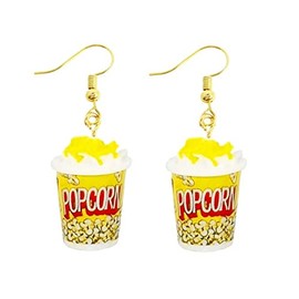 Fun Popcorn Earrings Gift, Funny Cute Dangle Style for Her, Novelty Jewellery in a Gift Bag