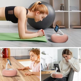 SupeDesk Magnetic Phone Pillow Stand, Phone Holder for Bed,Lap,Desk, Cozy Pillow Holder with Bowl and Suction Cup, Compatible with 3.5-7" iPhone,E-Reader, Kindle, Pink