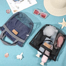 guduling 2pcs Mesh Shower Caddy Bag,Mesh Shower Caddy Portable,Portable Travel Meshs Showers Bag for Gym, Camping, College Dorms, Beach - Handheld Outdoor Wash Bags (Sky Blue & Wine Red)