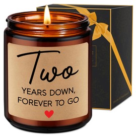 Fairy's Gift 2 Year Anniversary Candle Gifts for Him Her Boyfriend GF Wife Husband - Cotton 2nd Anniversary Couple Gifts Ideas - Two Year Wedding Anniv. Presents for Couples, Happy Second Anniv.