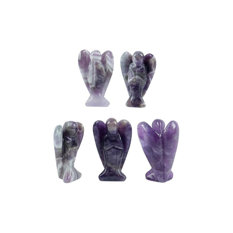 Lovionus89 Natural Amethyst Angel Statue, Hand Carved Stone Healing Crystal