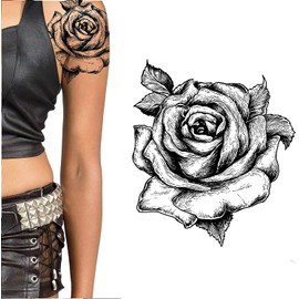 Tatodays Sticker Sticker Sticker Flower Roses Flora Flowers Adult Temporary Tattoo Sticker Transfer Female Body Art Transfers Women Realistic Waterproof Flora