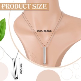 Photect Pack of 4 Breath Necklaces for Anxiety Relief, Mindful Relaxation, Breathing Chain, Portable Stainless Steel Stress Relief Necklace for Deep Breathing Exercise, Men and Women, Meditation,