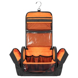 Prokva Tactical Toiletry Travel Bag for Men, Hanging Dopp Kit Hygiene Bag Shower Organizer with Hook for Toiletries and Shaving Care, Black (Empty Bag)